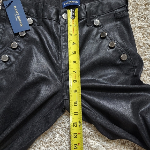NWT Ramy Brook Black Coated Helena Pants Size 25 - Picture 10 of 12